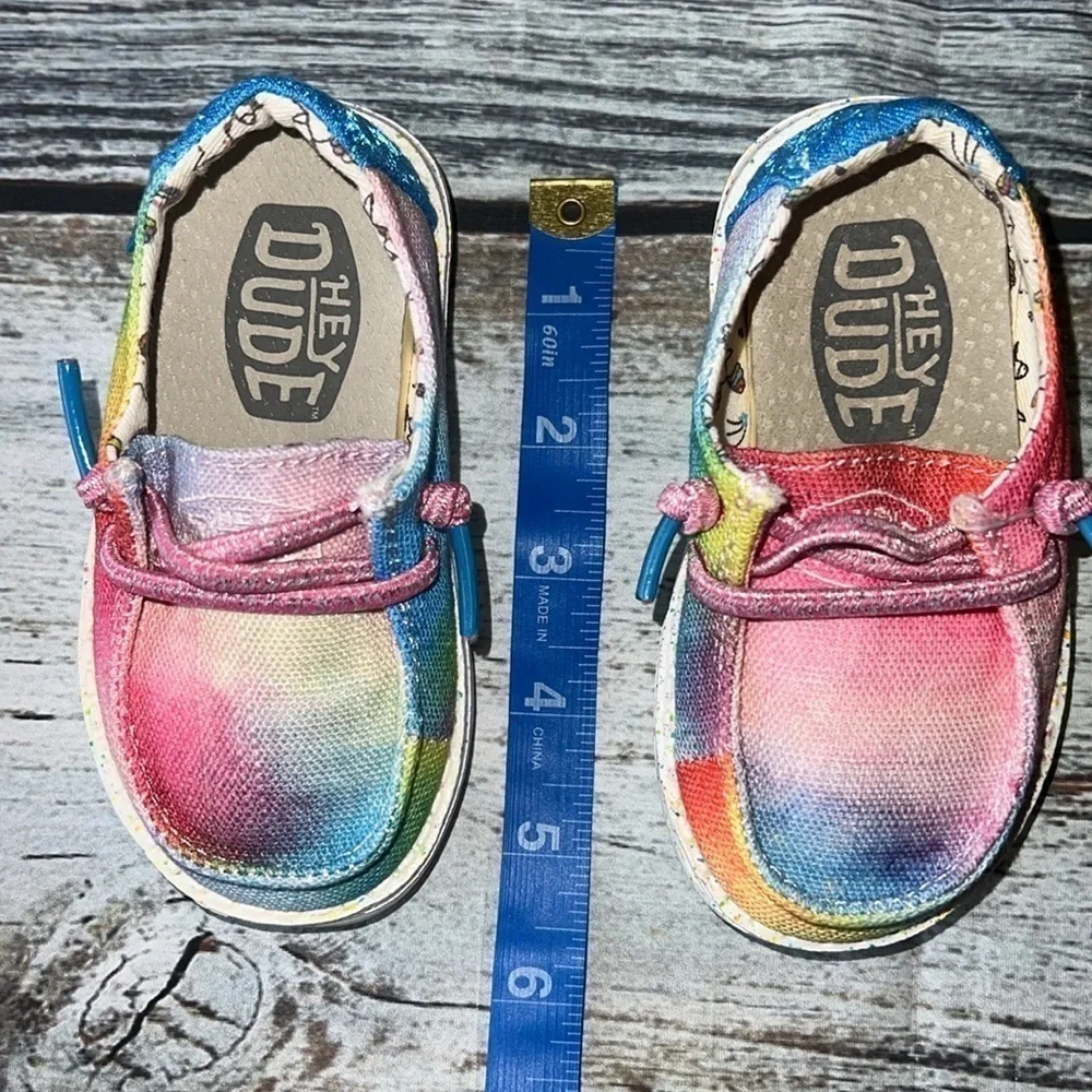 Heydude Girls Toddler Slip-On Shoes Unicorn Inside Multi Color Size K5.